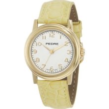 Pedre 0231Gx-Yellow Croc Women'S 0231Gx Gold-Tone With Yellow Leather Strap Watch