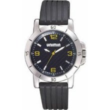 Pedre Grand Prix Unisex Watch W/ Black Dial & Yellow Hour Markers