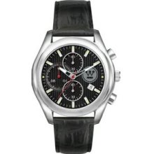 Pedre Unisex Stainless Steel Chronograph Watch W/ Leather Strap