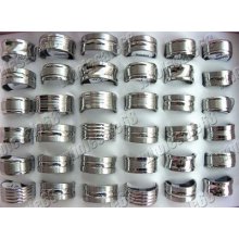 Perfect 50pcs Mixed Stainless Steel Silver Tone Men's Fashion Ring