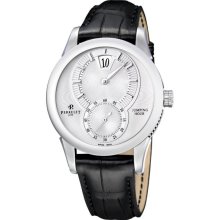 Perrelet Jumping Hour 40mm Watch - Silver Dial, Black Alligator Strap A1037/6 Sale Authentic