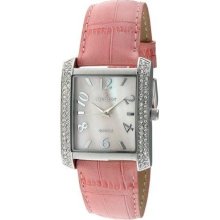 Peugeot 325Pk Women'S 325Pk Silver-Tone Swarovski Crystal Accented Pink Leather Strap Watch
