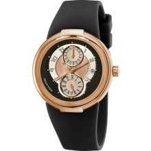 Philip Stein Men's 'Active' Black Rubber Strap Rose Goldtone Watch