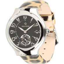 Philip Stein Small Round Watch On Leopard Print Patent Strap Watches : One Size