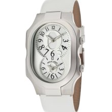 Philip Stein Watches Women's Dual Time White & Silver Dial White Genui