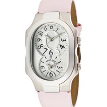 Philip Stein Watches Women's Dual Time White & Silver Dial Light Pink
