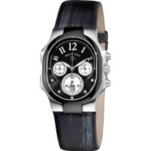 Philip Stein Watches Women's Classic Chronograph Black Dial Navy Metal
