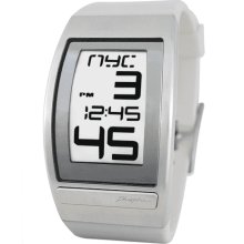 Phosphor Digital World Time eInk Unisex Stainless Watch - White Rubber Strap - eInk Dial - WC02