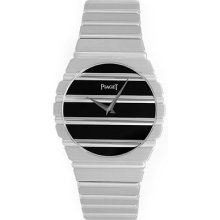 Piaget Polo 18k White Gold Round Men's Watch With Black Onyx Dial