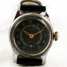 POBEDA Vintage 1950's Military men's 15 Jewels Amazing Black Dial made in USSR (req46406)