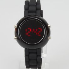 Popular Silicone Band Digital LED Wrist Watch Black