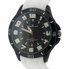 Predator Men's Quartz Watch With Black Dial Analogue Display And White Silicone Strap Pre97/E