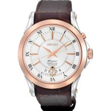 Premier Perpetual Calendar Rose Gold Tone Case White Dial Brown Leather Strap Da