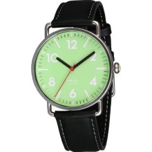 Projects Mens Witherspoon Michael Graves Mint Stainless Watch - Black Leather Strap - Green Dial - 7101M