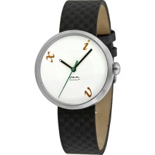 Projects Womens VIX.N Michael Graves Stainless Watch - Black Leather Strap - White Dial - 7152L