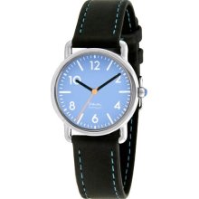 Projects Womens Witherspoon Michael Graves Aqua Stainless Watch - Black Leather Strap - Blue Dial - 9103A