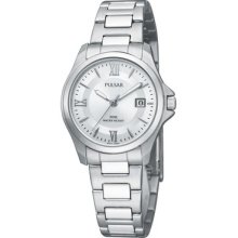 Pulsar By Seiko Silver Dial 50m Stainless Steel Bracelet Ladies Watch Pxt791x1