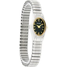 Pulsar Ladies Crystal Black Dial Classic Expansion Band Watch PEGE41