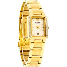 Pulsar Ladies Diamond Mop Gold Tone Bracelet Dress Quartz Watch PXT700