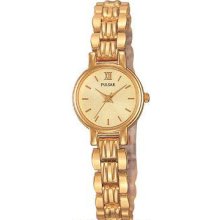 Pulsar Ladies Gold Tone Stainless Steel Champagne Dial Dress Watch PPH476