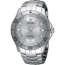 Pulsar Pxha33 Men's Sport Stainless Steel Band Silver Dial Watch
