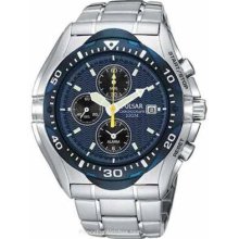 Pulsar Tech Gear Alarm Chronograph Blue Dial Mens Watch Pf3647