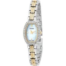 Pulsar Women's Pegc97 Crystal Accented Two-tone Mother Of Pearl Dial Watch