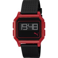 Puma Men's Red Plastic Watch (acrylic dial, black plastic)
