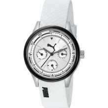 Puma Women's Motor PU102742005 White Polyurethane Quartz Watch with Black Dial