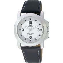 Q&q Q604j304y Mens Dress Watch Silver Tone Water Resistant Wristwatch