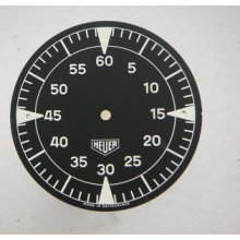 Rare Original Heuer Dashboard Stop Watch Dial