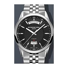 Raymond Weil Freelancer Day Date 42mm Watch - Black Dial, Stainless Steel Bracelet 2720-ST-20021 Sale Authentic