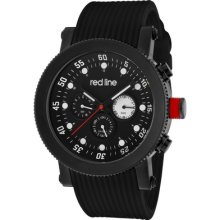 Red Line Men's Compressor Silicone Round Watch Marker Color: White, Hand Color: White/red/white and black
