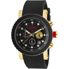 Red Line Men's Compressor Chronograph Black Ceramic Bezel Gold Tone Ip