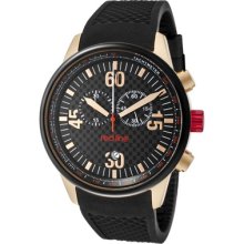 Red Line Men's Tech Chronograph Black Dial Rose Gold Tone Ip Ss Case B