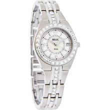 Relic Glitz By Fossil Ladies Queens Court Crystal Silver Dial Watch ZR11788