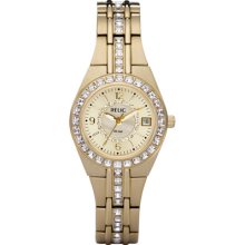 Relic Womens Queens Court Gold-Tone Stainless Steel Watch with Date Function Gold