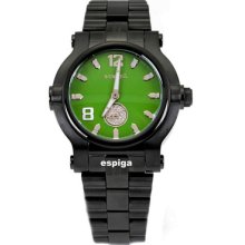 Renato Men's Black Ip Diamond Beast, Lime Green Sunray Dial. Diamond Sub Dial