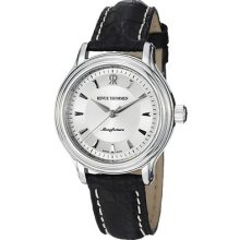 Revue Thommen Women's 'classic' Silver Dial Black Leather Strap Watch