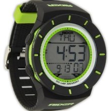 Rockwell Unisex Coliseum Didigtal Plastic Watch - Black Rubber Strap - Green Dial - RCL104