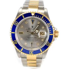 Rolex 16613 Submariner Oyster Perpetual Diamond & Sapphire Men's Watch