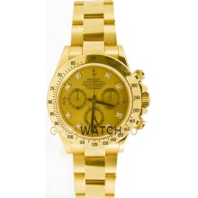 Rolex 40mm 18K Yellow Gold Daytona Model 116528 Champagne Diamond Dial 