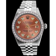 Rolex brown diamond dial bezel men datejust watch stainless steel rolex jubilee