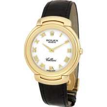 Rolex Cellini White Roman Dial Leather Stap Watch 66238WRL