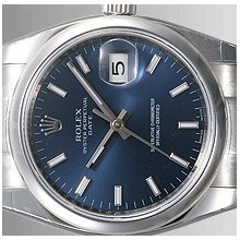 Rolex Date Mens Stainless Steel Blue Dial Unworn 115200