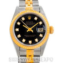 Rolex Datejus Ladies Steel 18k Yellow Gold Diamond 69173 Watch