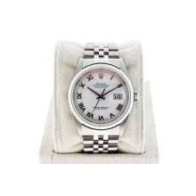 Rolex Datejust 16220 Stainless Steel White Roman Numeral Dial Watch