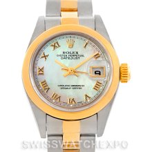 Rolex Datejust Ladies Steel 18k Yellow Gold MOP Watch 79163