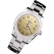 Rolex datejust lady watch champagne diamond dial SS
