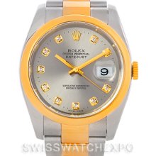 Rolex Datejust Mens Steel 18K Yellow Gold Diamond Watch 116203